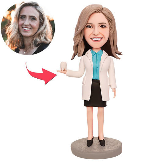 Female Dentist Custom Bobblehead With Engraved Text