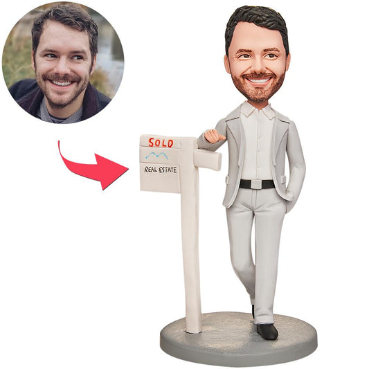 Real Estate Agent Custom Bobbleheads With Engraved Text