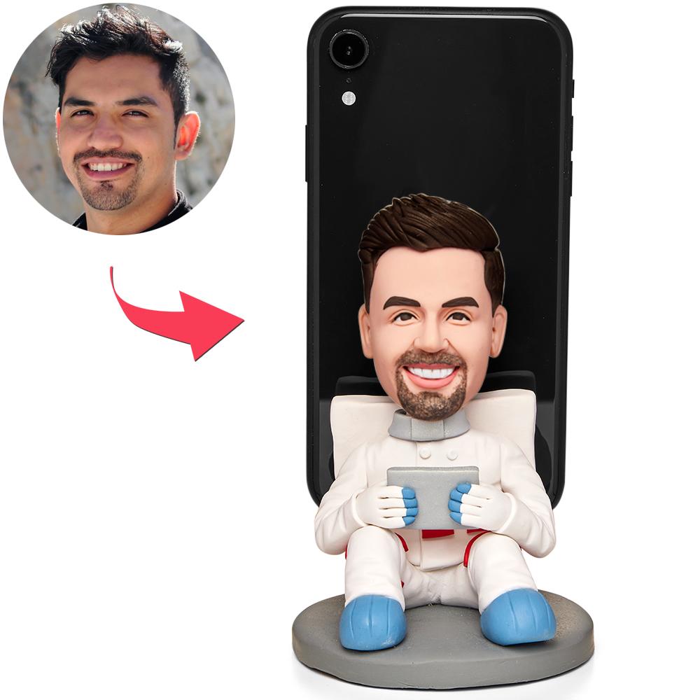 Mobile Phone Holder Astronaut Custom Bobbleheads With Engraved Text