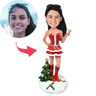 Christmas gifts Sexy Woman Ringing Bell Custom Bobblehead With Engraved Text