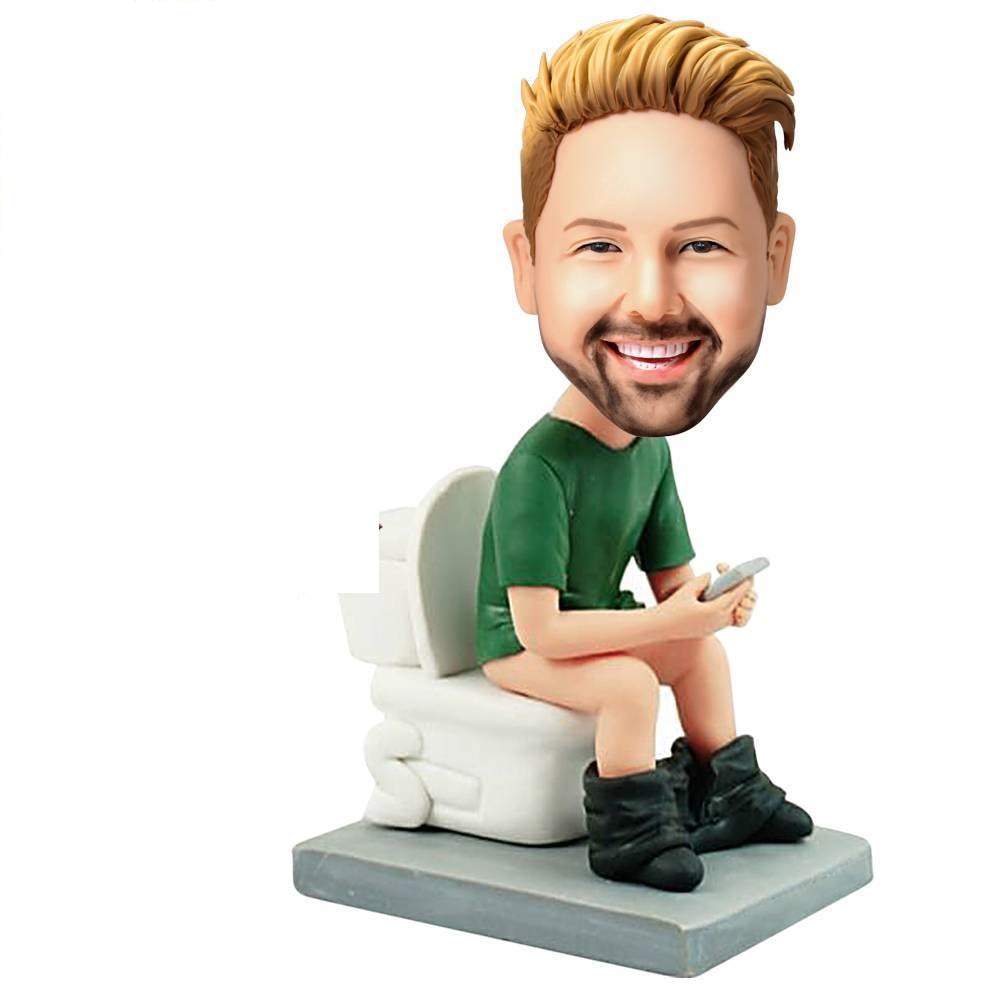 The Man On The Toilet Custom Bobblehead With Engraved Text