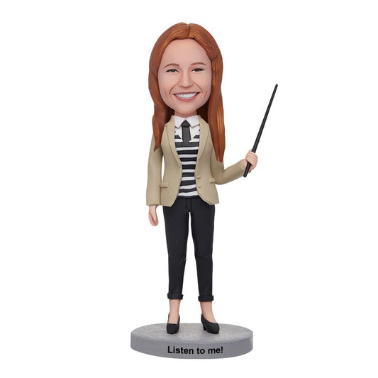 Custom Female Teacher Bobbleheads With Engraved Text